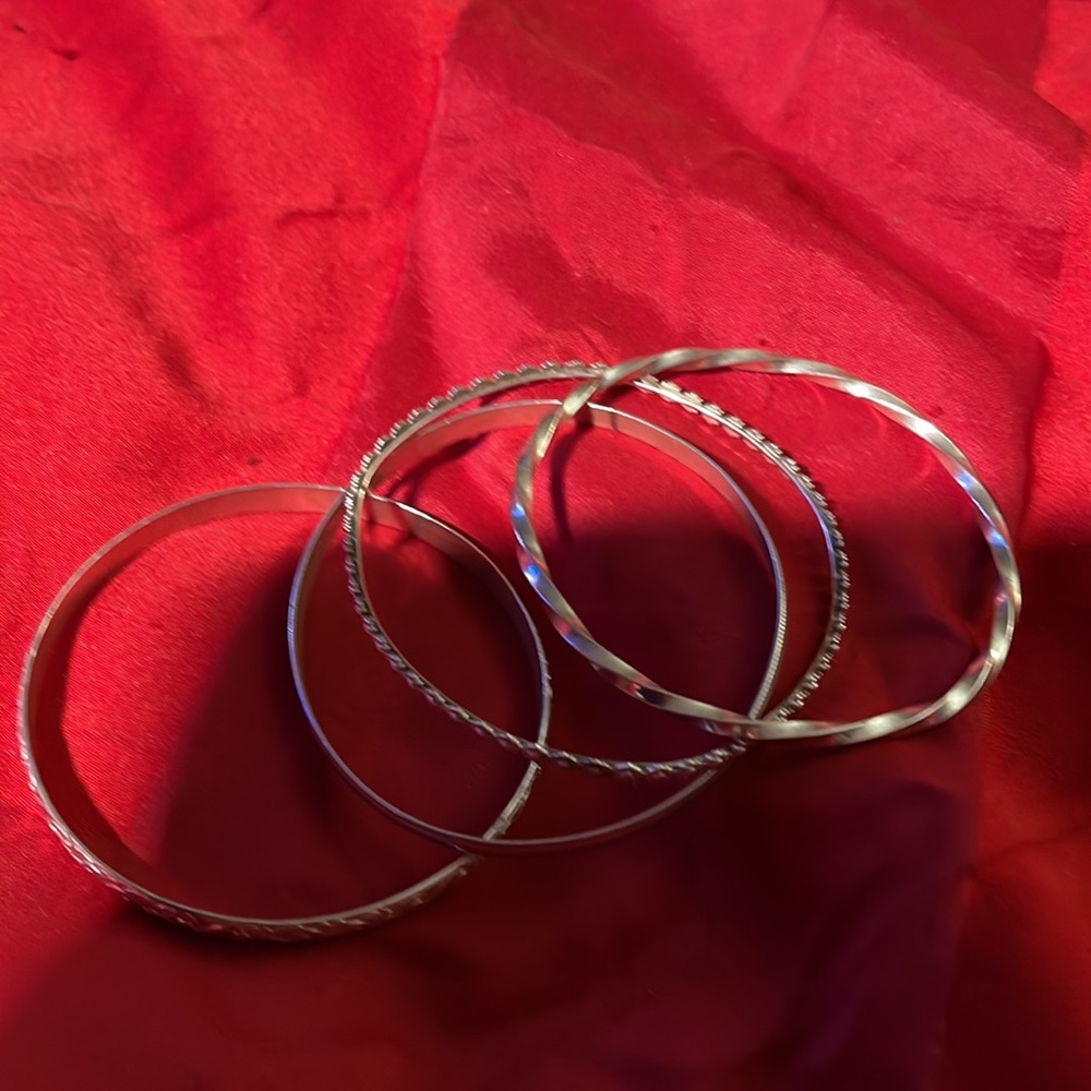 Sterling Silver Bangles Bracelets 925 100% Sterli… - image 3